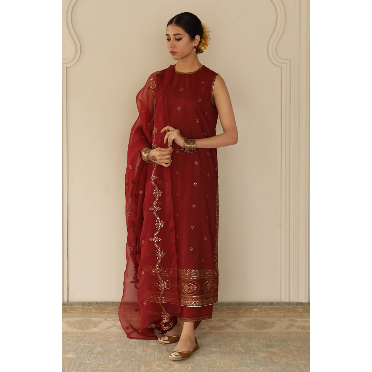 Rang-e-Lehar Mehroon |3-piece Stiched Dress